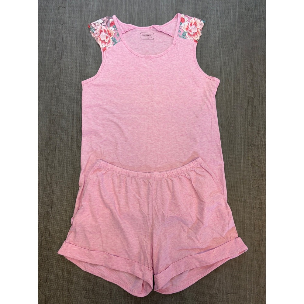 Intimissimi Pajama Set Small Pink Supima Cotton Floral Lace Oriental Journey